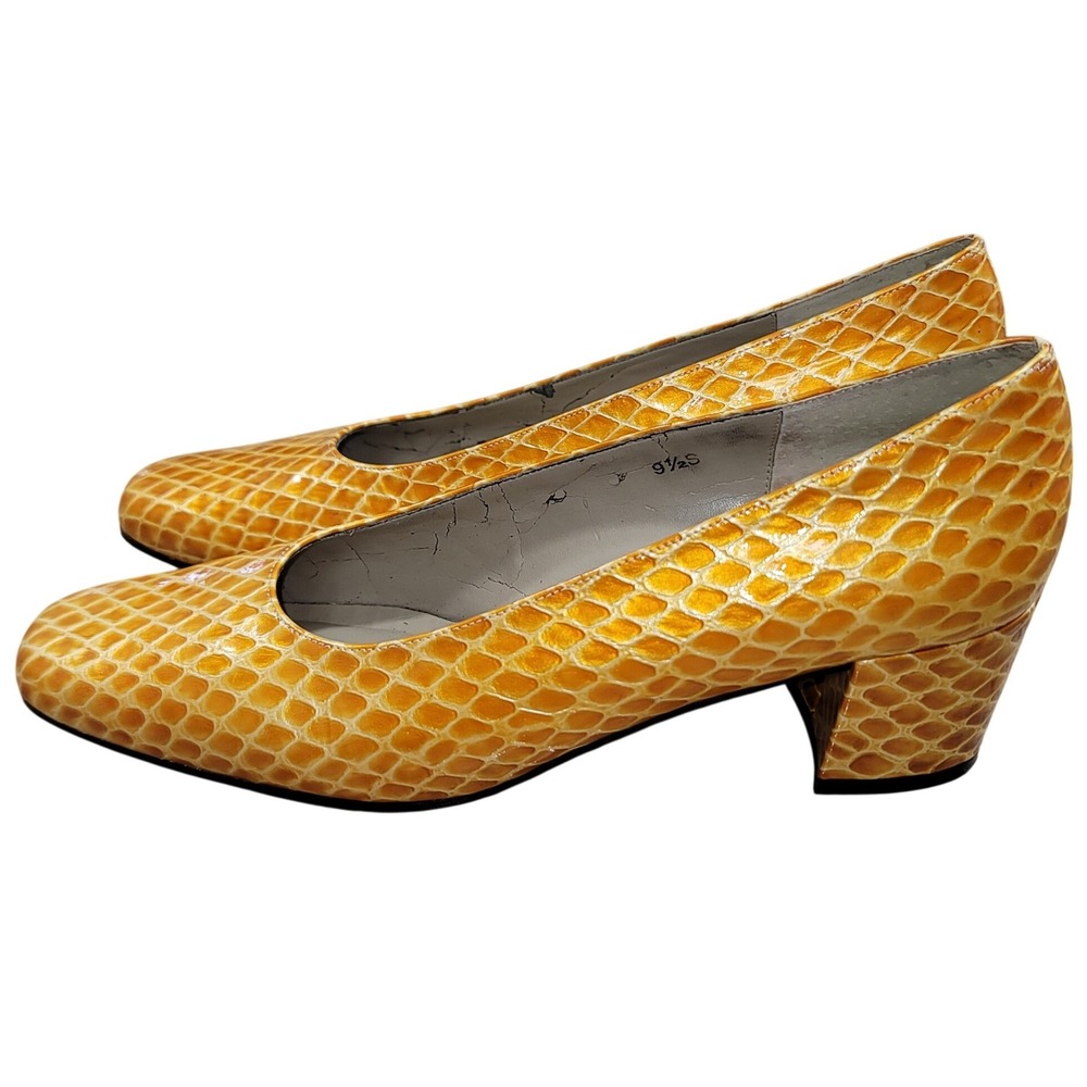 Vaneli Women's Orange Snake Square Toe Block Heel 9.5 Pumps Office Minimalist - Picture 4 of 10